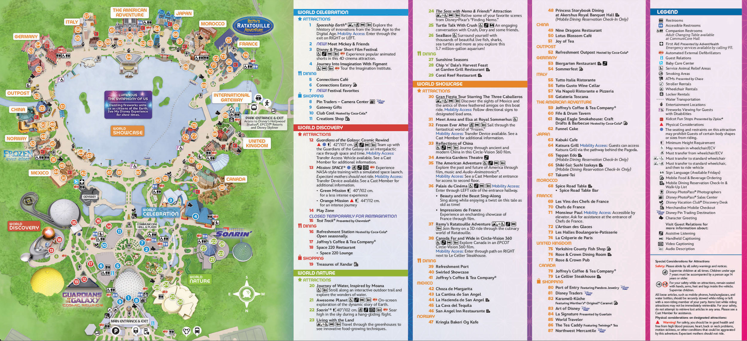 Epcot Map for guests with disabilities