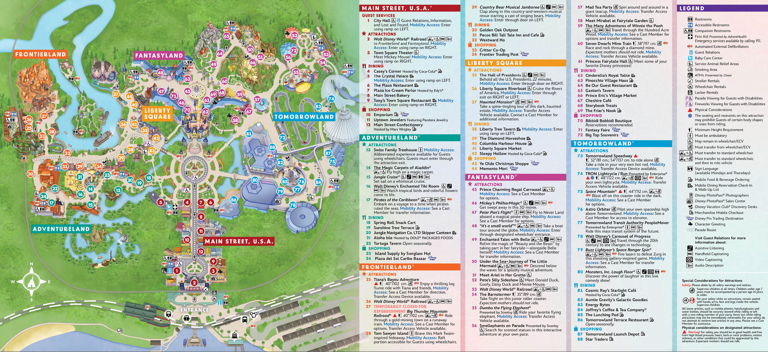 Magic Kingdom Park map for guests with disabilities