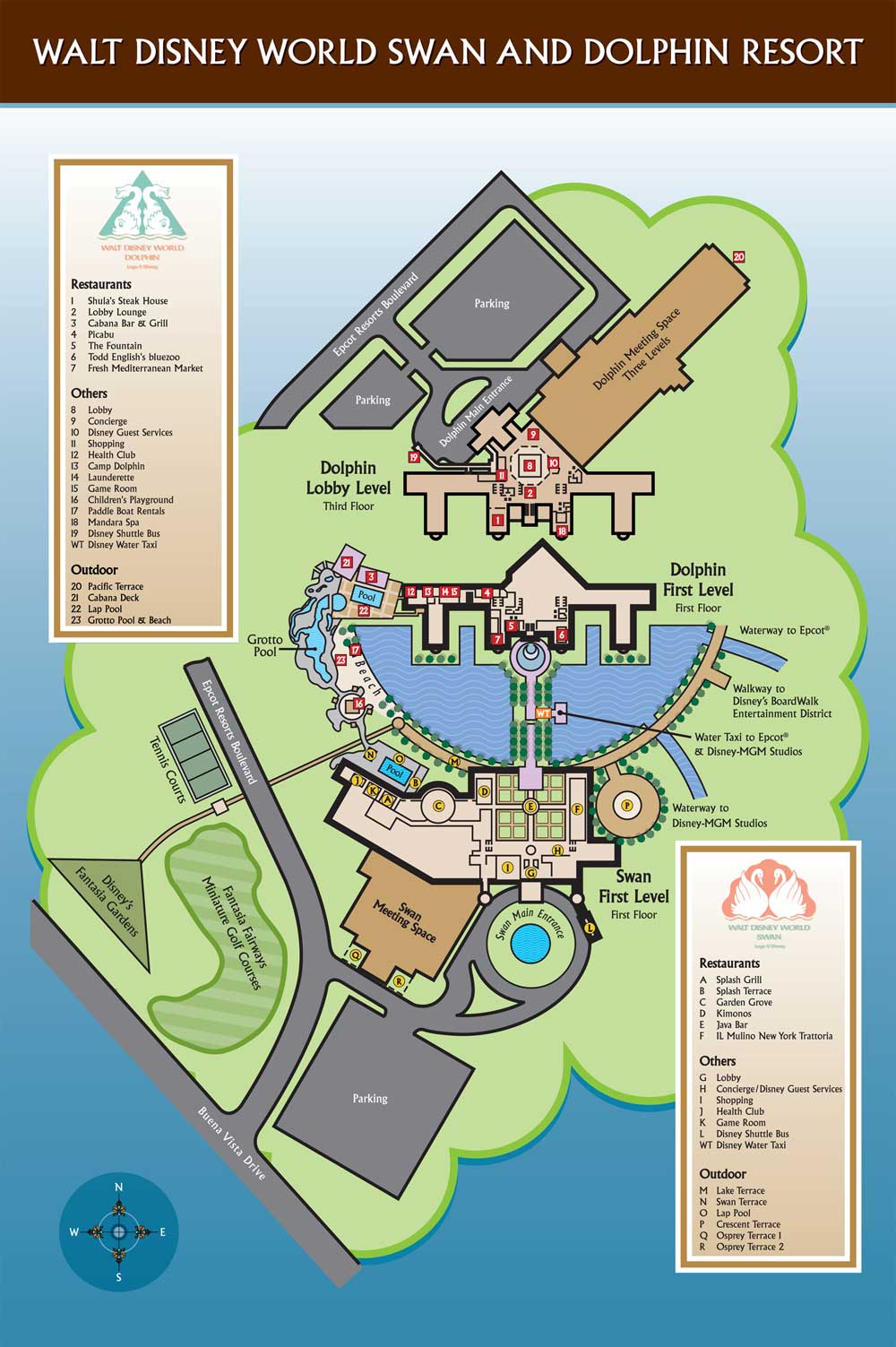 Walt Disney World Swan and Dolphin Hotel Map  