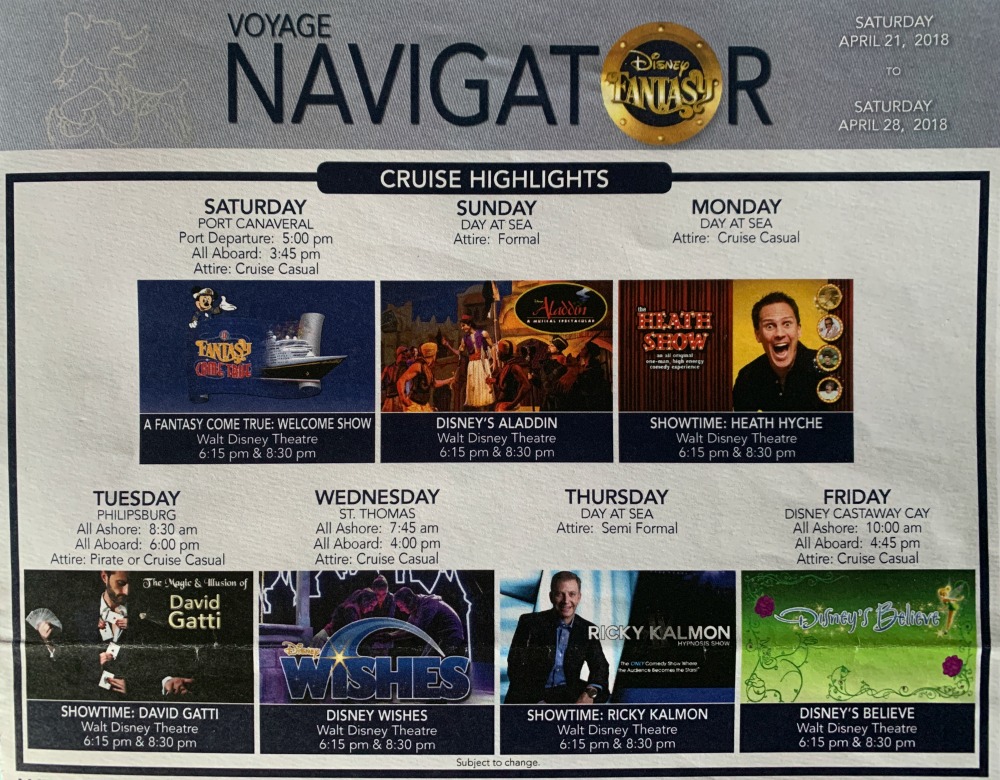 disney fantasy cruise daily navigator